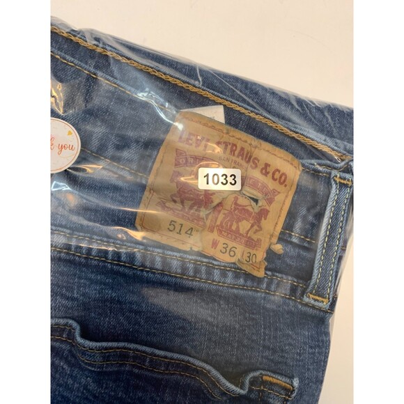 Levis 514 Jeans Mens 36x30 Mid Rise Straight Leg Distressed Stretch Denim - Picture 9 of 9